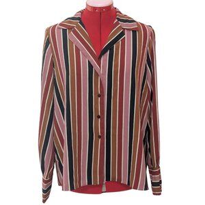 MNG Mango Strip Long Sleeve Blouse